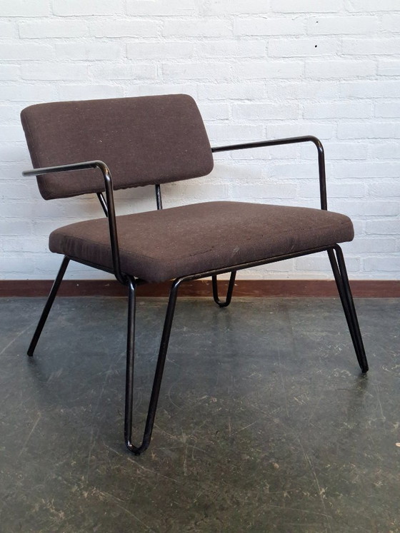 2x Retro Stühle, Sessel, Metall, Stoff, Schwarz (Foto 10 von 13)
