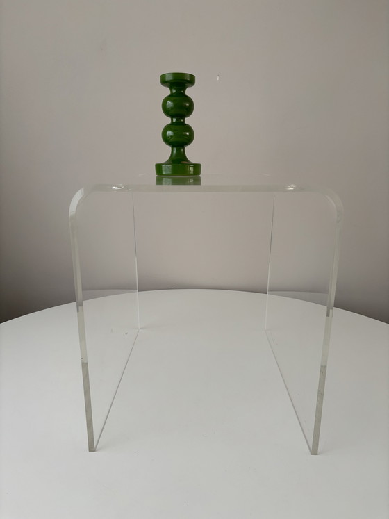 Image 1 of Vintage Plexiglas Bijzettafel - Doorzichtig Gebogen Acrylglas Tafeltje - Perspex, Transparant - Mid-Century, Space Age Tafel