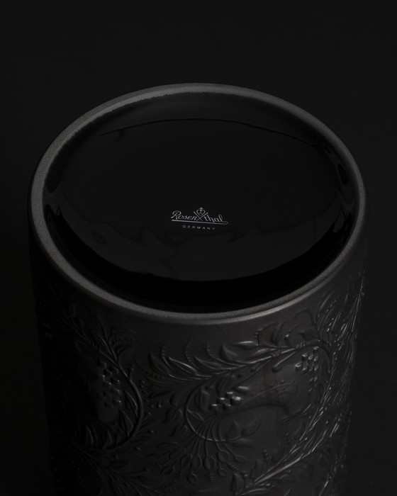 Image 1 of Rosenthal Vase Duo Bjørn Wiinblad Bisque Porcelaine Noire Matte Relief MCM WGP