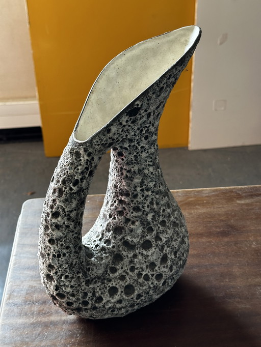 Vase Fat Lava Vallauris by Annette Roux, H 31 cm