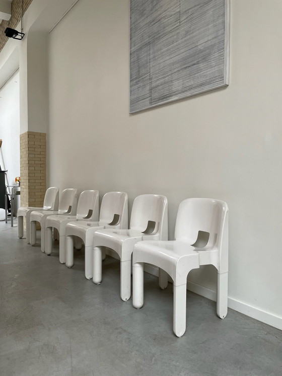 6x Joe Colombo Universale sillas, Kartell, Sillas de comedor, Plástico, Blanco (foto 5 de 8)