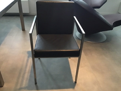 4x chair Cobra Avanti, stainless steel, black leather