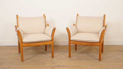 Set van 2 vintage fauteuils | Illum Wikkelsø voor Silkeborg | Model Genius | Teak