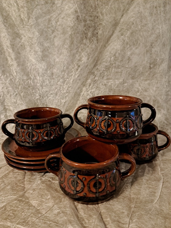 Image 1 of VEB Haldensleben vintage soepkommen met schotels