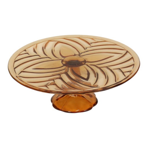 Plato para pastel Art Déco color ámbar naranja