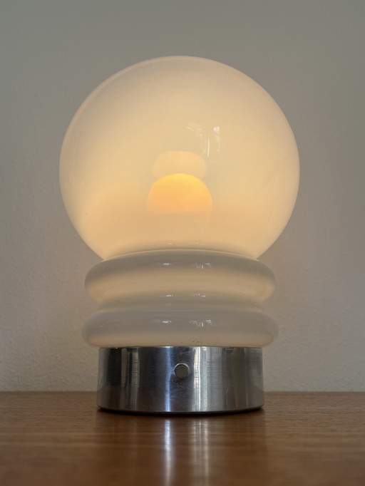 Vintage glazen 'Morning Dew' tafellamp 1960