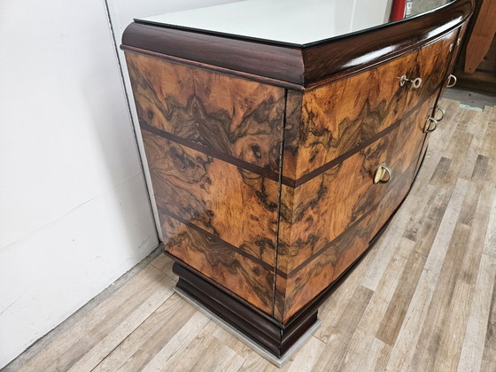 1940s Art Decò Milanese Sideboard in Briar Root and Mirror – Wood (photo 6 of 33)