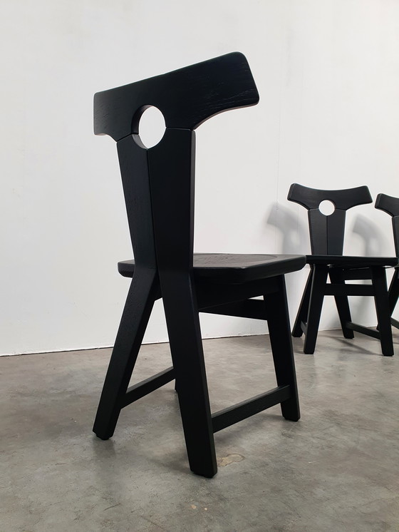 Image 1 of Brutalistische Eichenstühle 60er Jahre Schwarz