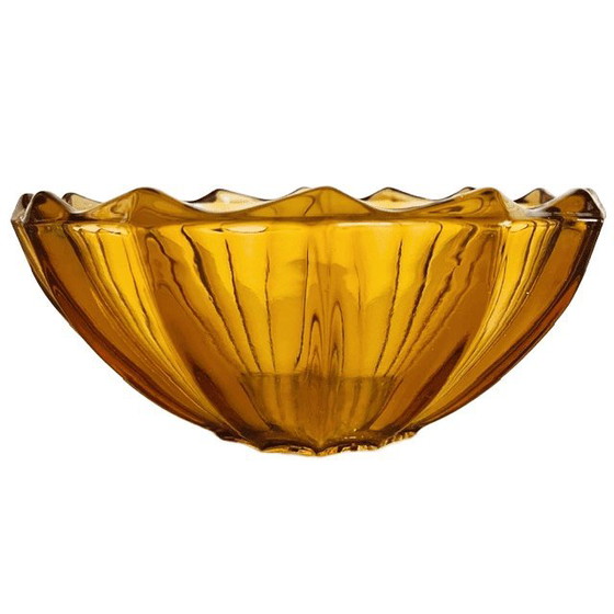 Antike Art-Deco-Schale aus bernsteinfarbenem Glas, Scailmont, 1930er Jahre – Tischdekoration (photo 2 of 6)