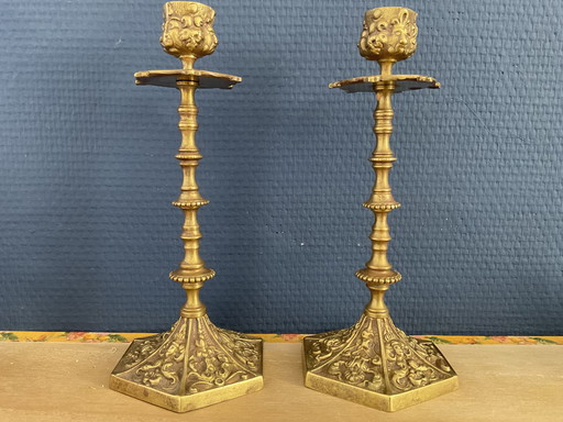 Paire de chandeliers en bronze 