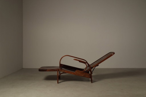 Fauteuil lounge de Móveis Gerdau à Porto Alegre, Brésil Circa 1950 – verstelbare relaxstoel, Wood