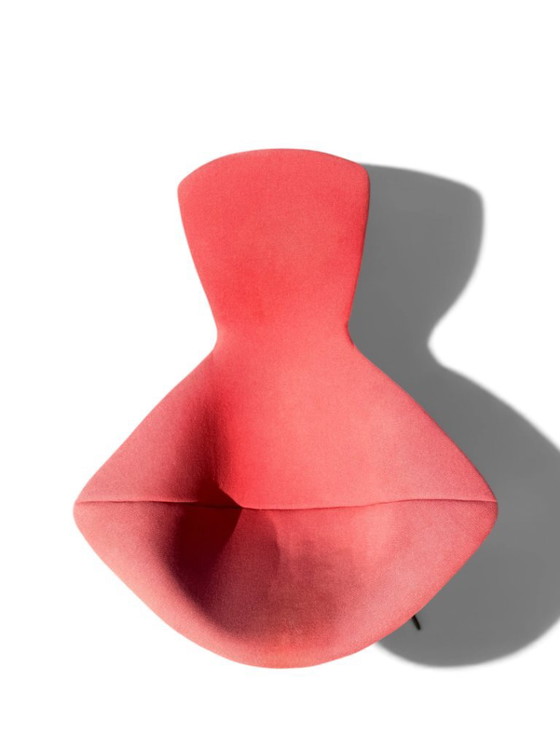 Autentica poltrona e poggiapiedi "Bird" di Harry Bertoia per Knoll - Acciaio nero e rosa sbiadito (photo 6 of 12)