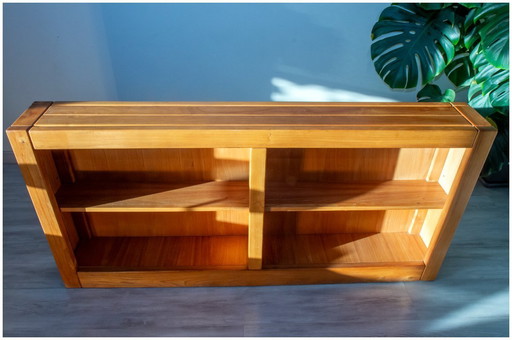 Libreria/credenza bassa minimalista in olmo, 1980