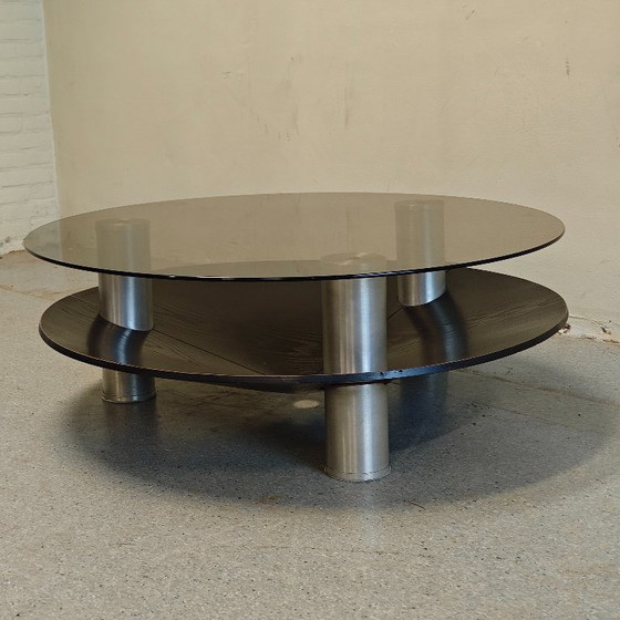 Vintage space age salontafel – Glas, Hout (photo 4 of 7)