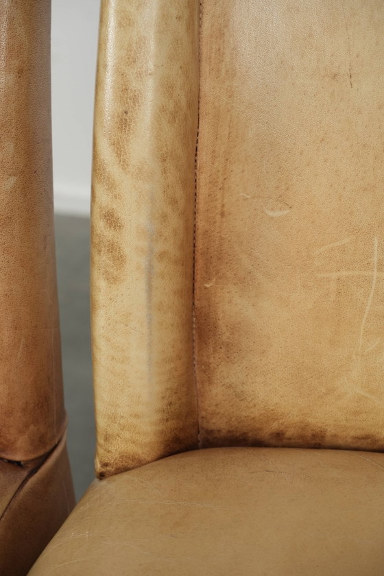 Image 1 of 4 x Luxury Cowhide Leather Dining Chairs With A Beautiful Light Color And A High Back