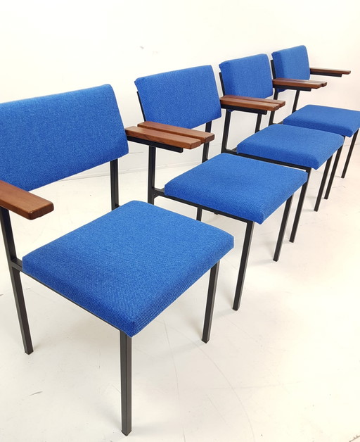 4x Martin Visser SE21 stoel blauw Hallingdal Kvadrat wol – fauteuils, Metal, Wool