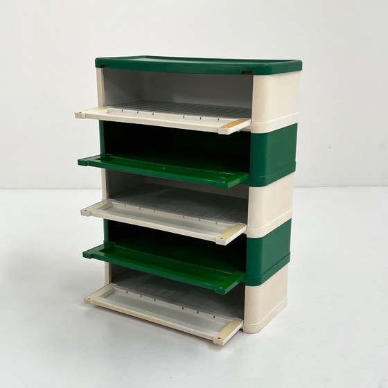 Image 1 of Cassettiera verde e bianca modello 4964 di Olaf Von Bohr per Kartell, anni &#39;70