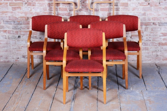 Ensemble de six chaises originales de style Mid-Century, par Ludvik Volak, en érable, République tchèque, (photo 3 of 19)