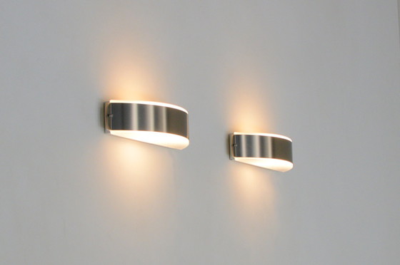 Image 1 of Stainless Steel and Glass Wall Lamps Made by Glashütte Limburg, 1970s Germany