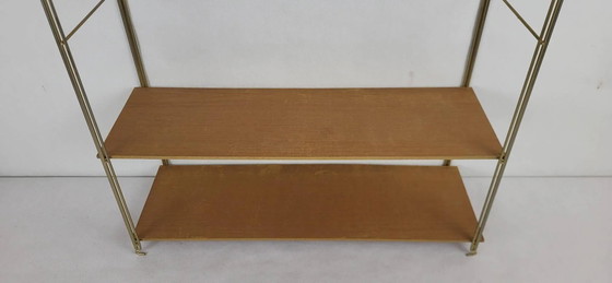 Scaffale String in legno e metallo dorato anni '60, Scaffali a muro, Vintage (foto 4 di 10)