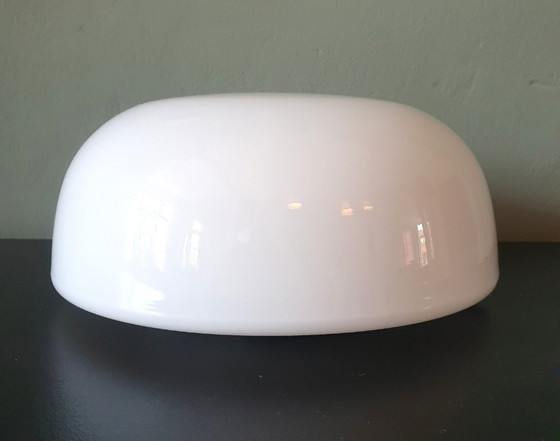 Super sleek Vintage opaline glass wall/ceiling lamp, Half moon,, Wall lights, Metal, Transparent (photo 7 of 20)