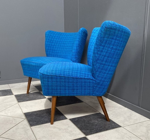 Set van 2 cocktailstoelen, blauw, jaren 60.