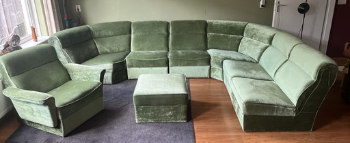 8-teiliges modulares Sofa Samt grün 1970er Jahre