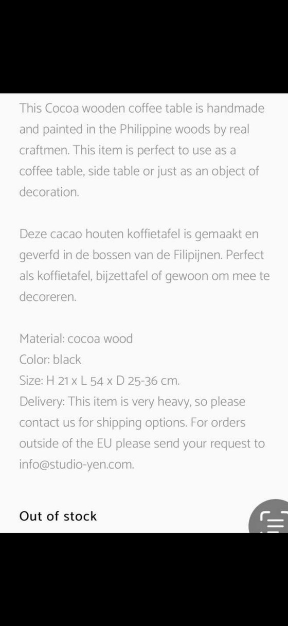 Image 1 of Tavolino basso in legno da caffè dalle Filippine