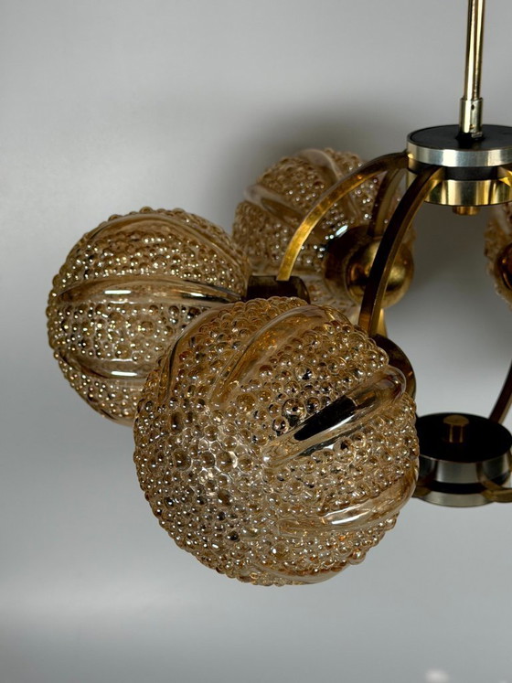Image 1 of Lámpara de araña Sputnik de 6 luces, años 60/70, diseño de cristal Kaiser Leuchten
