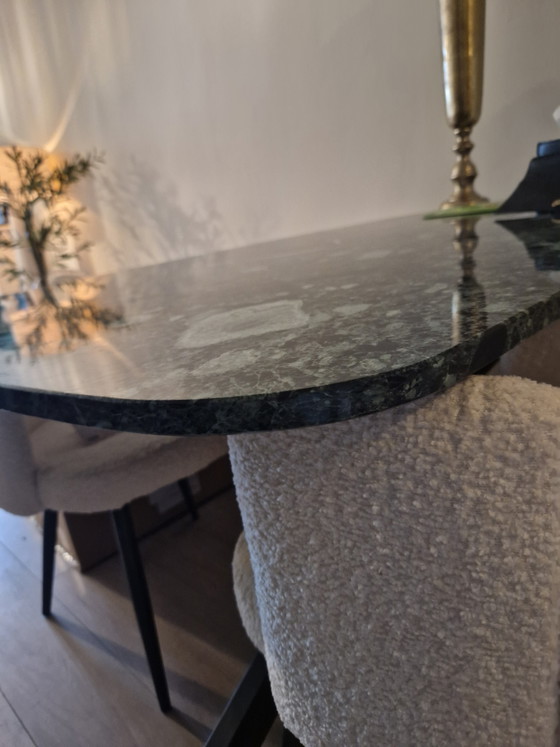 Image 1 of Italian Verde Alpi marble dining table
