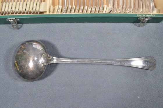 1920s Christofle Boréal Art Deco Silver-Plated Flatware Set by Luc Lanel - 37 Pieces with Case – Cutlery Sets (photo 9 of 17)