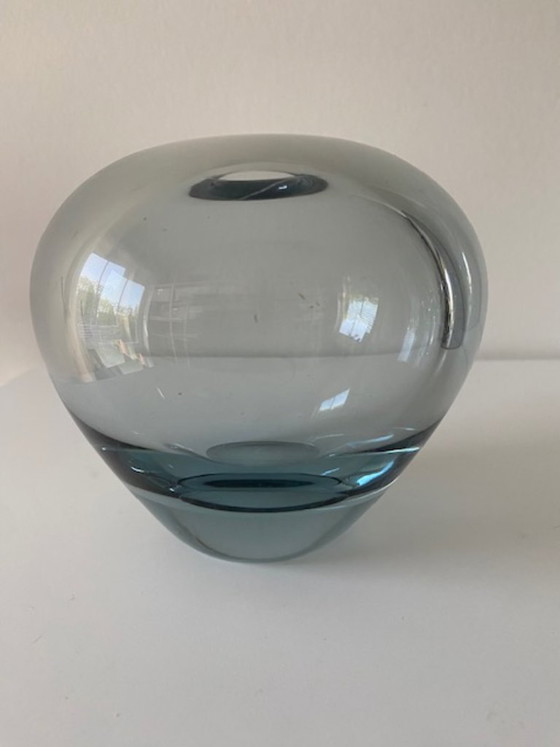 Holmegaard Denmark Per Lutken 1962 Rare Beautiful Blue Vase "Rondo" – Glass (photo 4 of 6)