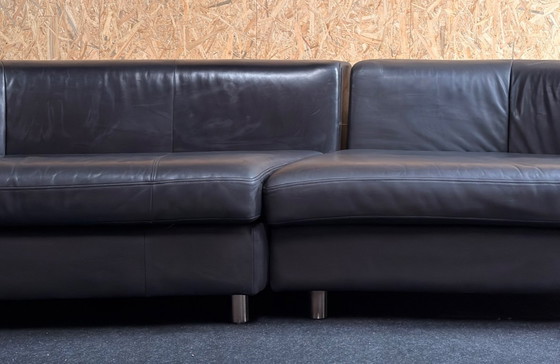 Image 1 of Rolf Benz bank en 2 fauteuils zwart leer