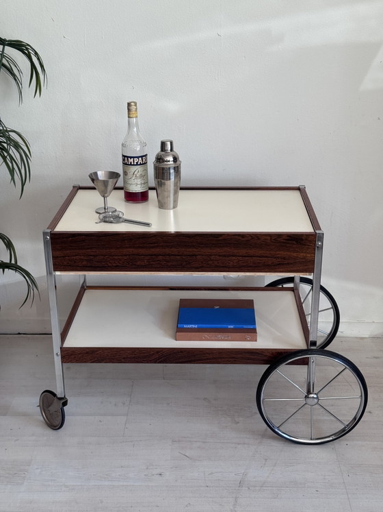 Vintage Bauhaus trolley barcart serveerwagen jaren 60 – Chrome, Wood (photo 8 of 15)