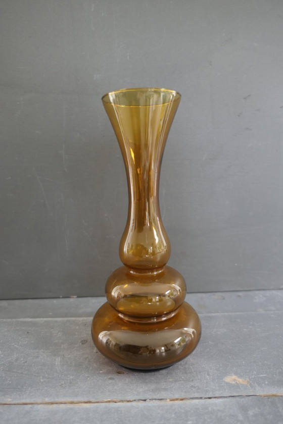 Image 1 of Art Deco glazen vaas amber