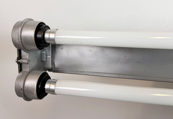 Image 1 of Industriële, gepolijste hanglamp met buisvormige armatuur, jaren 70