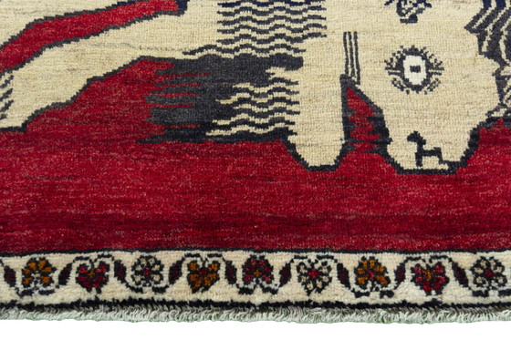 Image 1 of Handgeknüpfter Gabbeh Nomadenteppich Mit Löwenmotiv – 149 X 102 Cm