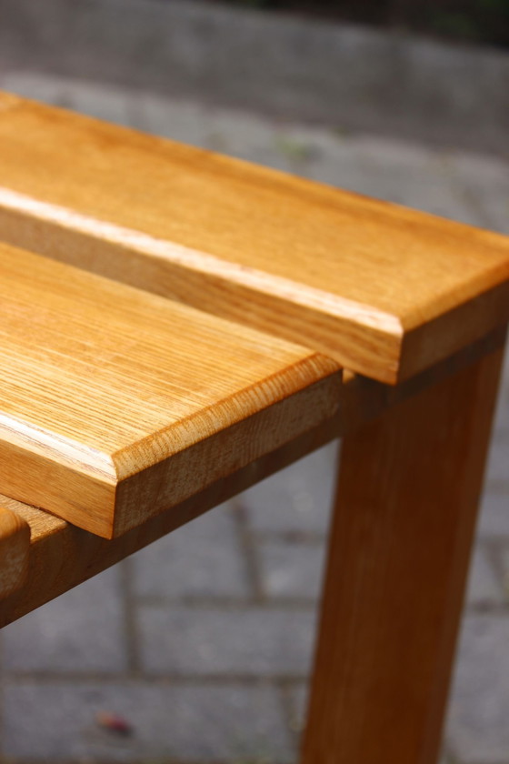 Image 1 of Massief houten kruk, vintage modernistisch ontwerp, jaren 1970