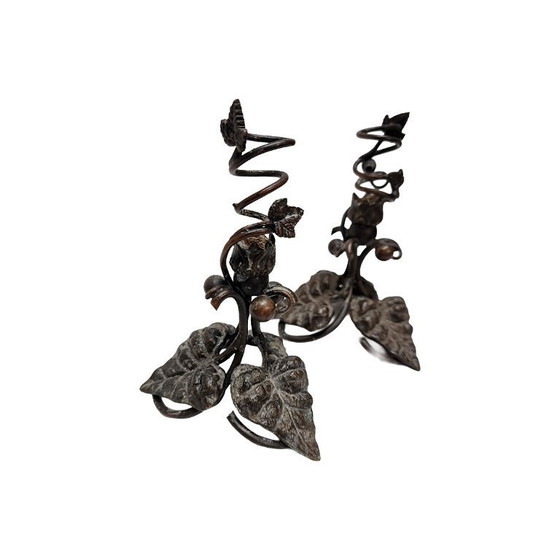 Image 1 of Chandeliers français anciens à décor de feuilles, vers 1900