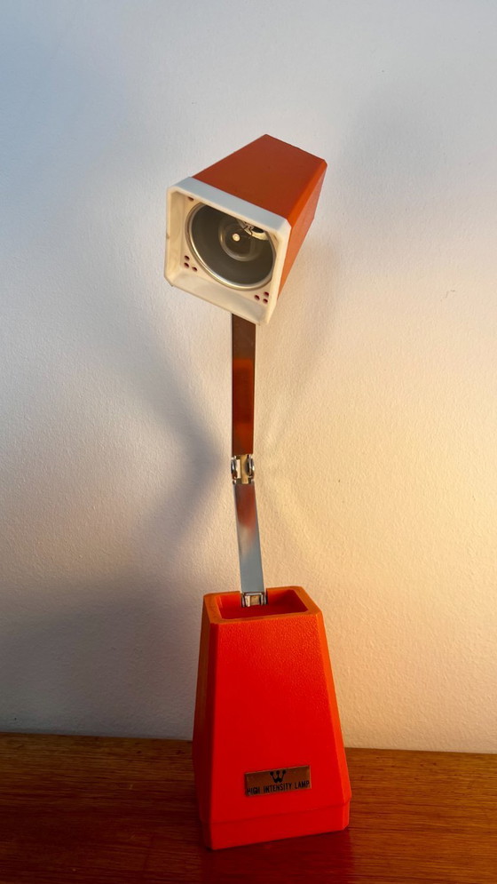 Image 1 of Mid-Century Modern High Intensity Pyramid Folding Lamp | Bright Orange, 1970s