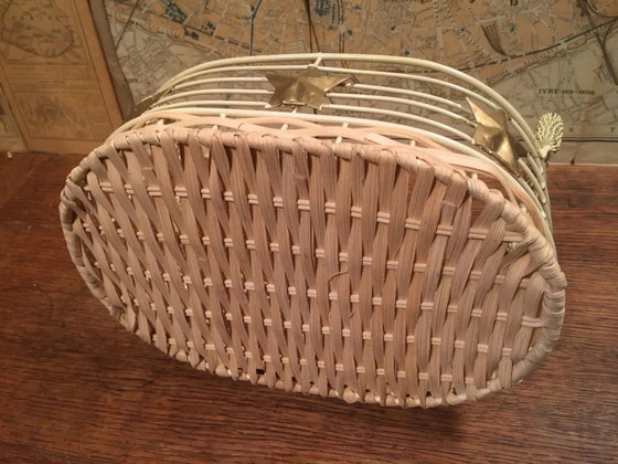 Cesto con manici in metallo e vimini – Stoviglie, Ferro, Vintage (photo 3 of 6)