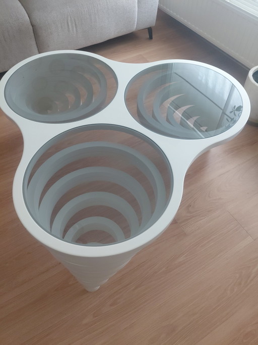 Space Age Salontafel Met Rookglas – Metaal & Hout