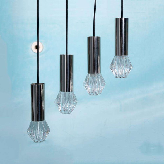 Image 1 of Space age glass pendant lights, 70s minimalist glass pendants