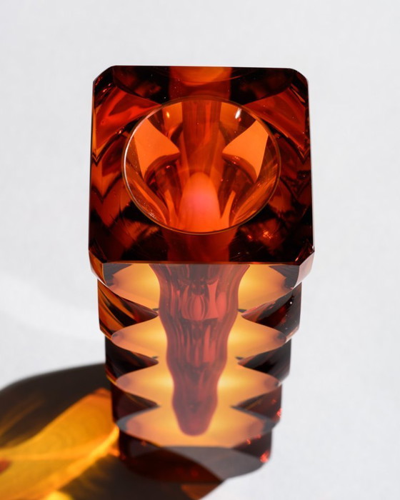 Image 1 of Exbor Oldrich Lipa Lipsky Sculptural Czech Art Glass Vase DUO Vintage 60s-70s