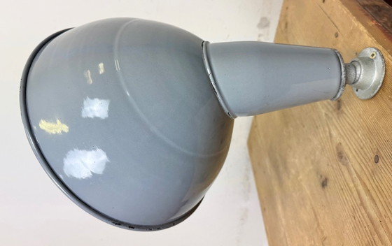 Image 1 of Industrial British Grey Enamel Factory Wall Lamp, 1960s