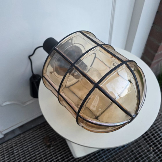 Image 1 of Prachtige Vintage Rookglas Hanglamp Van Glashütte