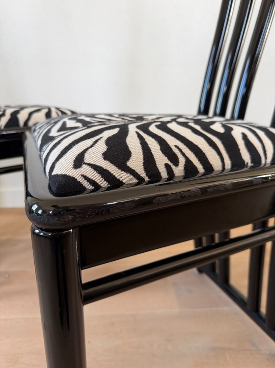 Image 1 of Set of 3 Postmodern Dining Chairs – Memphis Style – Zebra Print