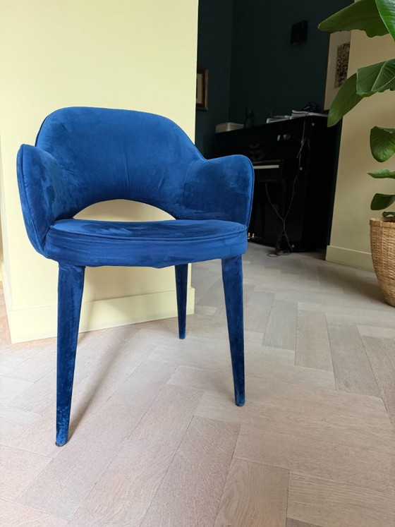 3 Pols Potten Blauwe Velour Stoelen – Eetkamerstoelen, Velvet (photo 4 of 5)