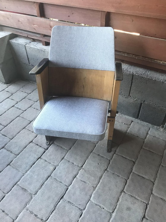 Mid-Century Hungarian 1-Seater Cinema Bench from Szék és Faárúgyár,, 1950s, Benches, Wood, Grey (photo 6 of 7)
