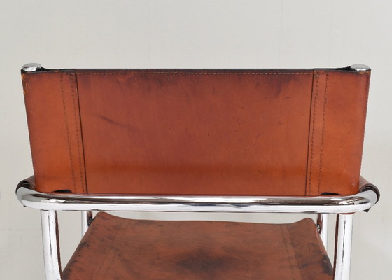 Image 1 of Chaise Mart Stam S34 en chrome et cuir selle par Fasem – années 1970